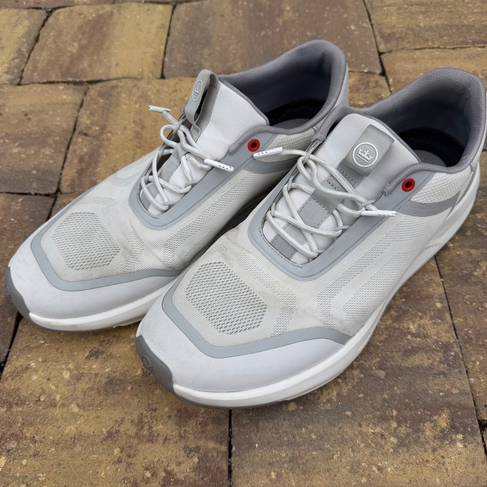 Peter Millar Apollo Sneakers Mens 10.5 White Grey Mesh MS24EF30 Bungee Laces